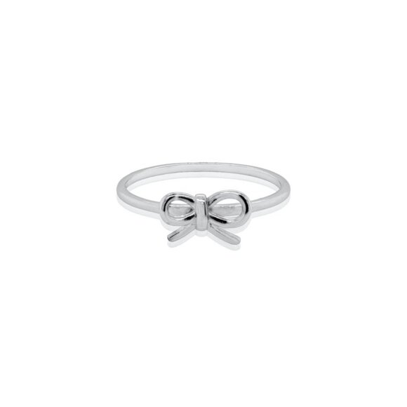 NWT Leah Ribbon Bow Ring // Sterling Silver (Size 8) - Picture 1 of 3